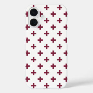 Funda iPhone 16 Cruces de polka de moras sobre blanco
