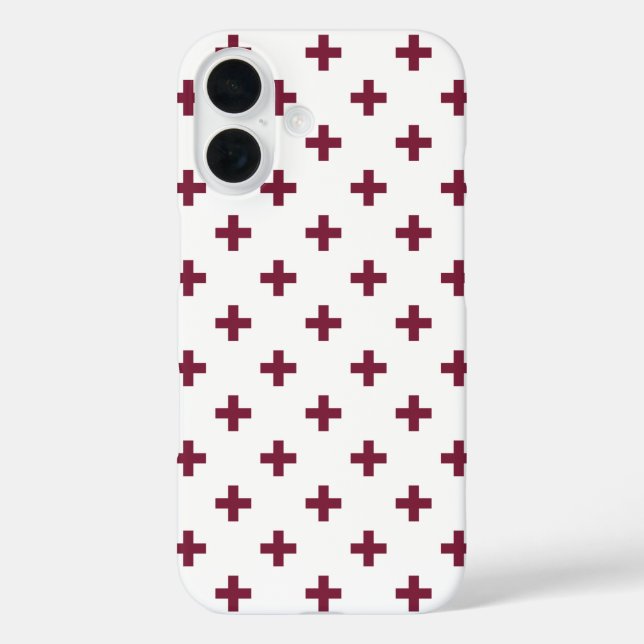 Funda iPhone 16 Cruces de polka de moras sobre blanco (Reverso )