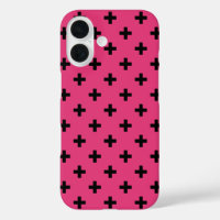 Cruces de polka negra en fucsia