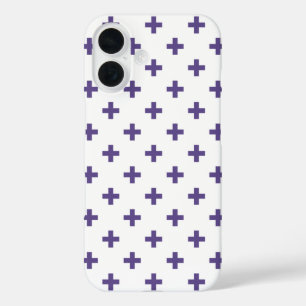 Funda iPhone 16 Cruces de polka ultravioleta sobre blanco