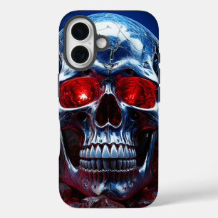 Funda iPhone 16 Crystal Skull con estuche Ruby Red Eyes para iPhon