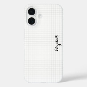 Funda iPhone 16 Cuadrados blancos negros modernos monogramados con