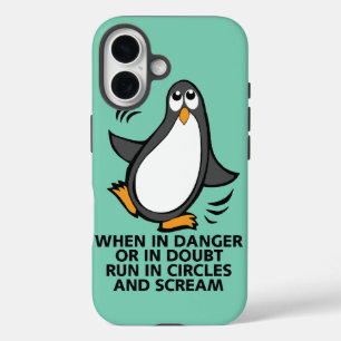 Funda iPhone 16 Cuando esté en peligro o en duda divertido gráfico