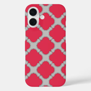 Funda iPhone 16 Cuatrifolio rojo y gris