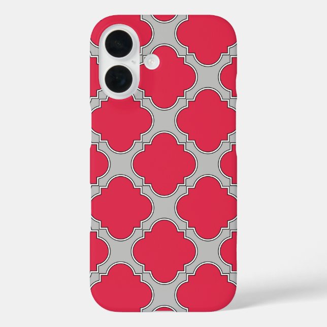 Funda iPhone 16 Cuatrifolio rojo y gris (Reverso )