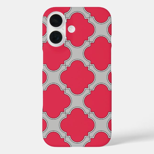 Funda iPhone 16 Cuatrifolio rojo y gris (Reverso )