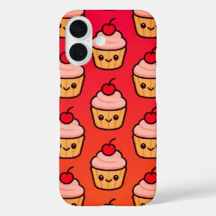 Funda iPhone 16 Cubierta de Kawaii con caras sonrientes y cereza