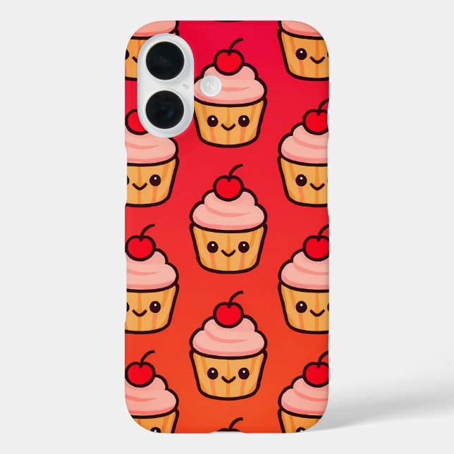 Funda iPhone 16 Cubierta de Kawaii con caras sonrientes y cereza (Reverso )