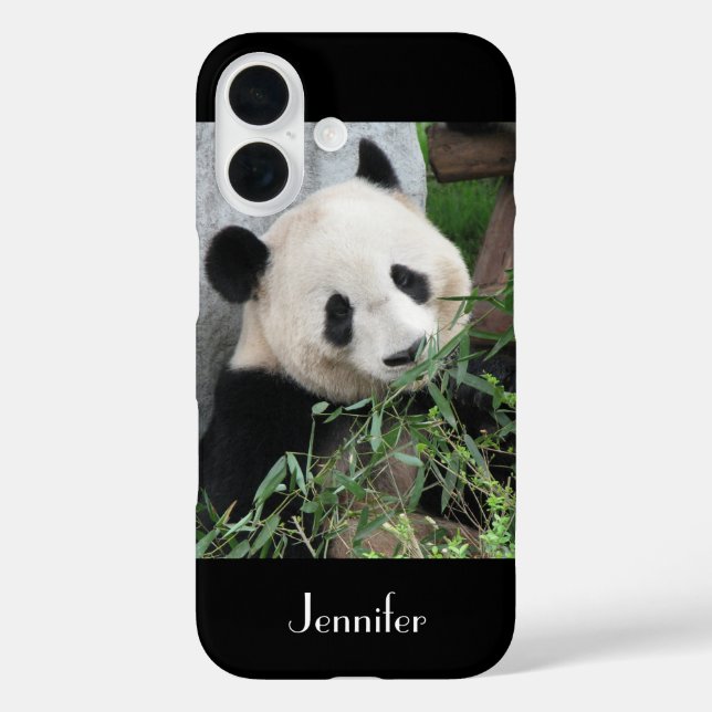 Funda iPhone 16 Cuidado Gigante chino Panda Black Trim, Nombre per (Reverso )