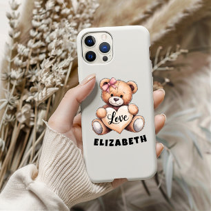 Funda iPhone 16 Cuidadosamente el oso lindo día de San Valentín pe