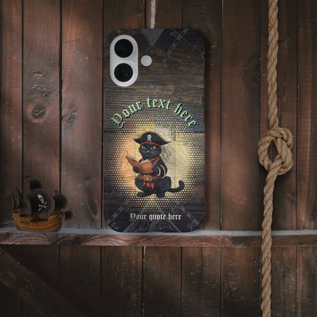 Funda iPhone 16 Curiosos dictadores de gatos piratas misterios ant (Curious pirate cat deciphers ancient mysteries Case-Mate iPhone case)