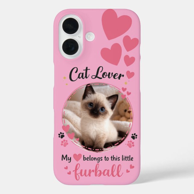 Funda iPhone 16 Custom Cat Lover Phone Case with Photo  (Reverso )
