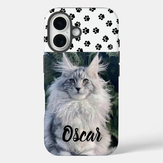 Funda iPhone 16 Custom Cat Photo Phone Case with Name  (Reverso )