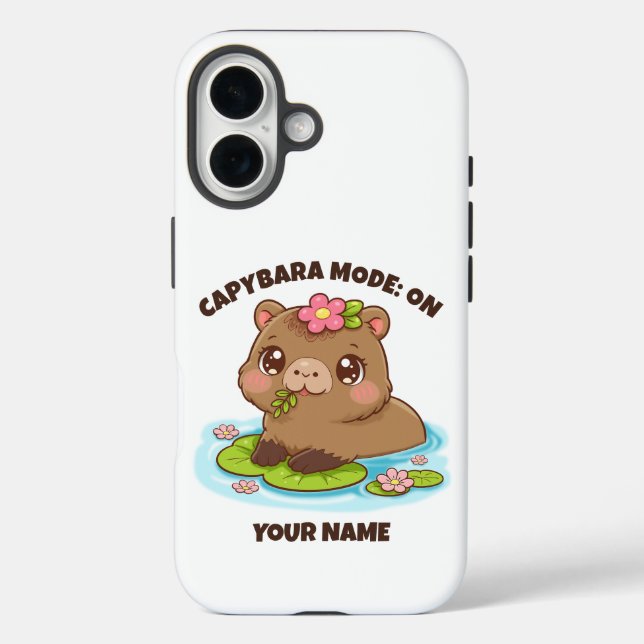 Funda iPhone 16 Custom Cute Kawaii Capybara Mode iPhone Case (Reverso )