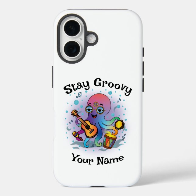 Funda iPhone 16 Custom iPhone Case | Retro Octopus | Name & Text (Reverso )