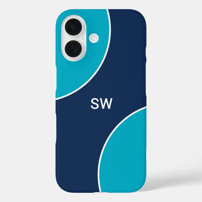 Funda iPhone 16 Custom Modern Blue Minimalist (Reverso )