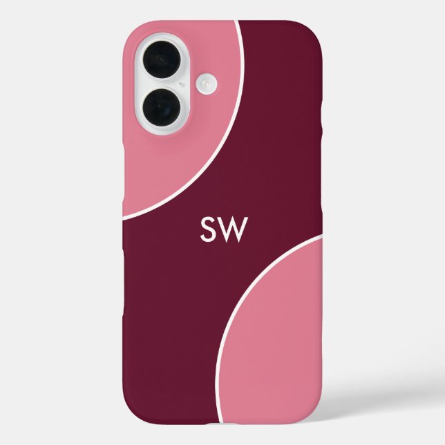 Funda iPhone 16 Custom Modern Bordeaux Pink Minimalist (Reverso )