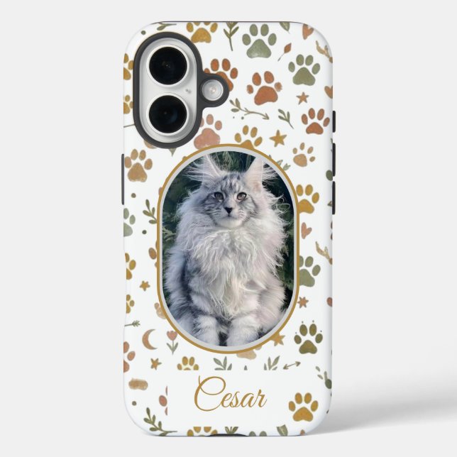 Funda iPhone 16 Custom Photo and Name Pet Memorial Phone Case (Reverso )