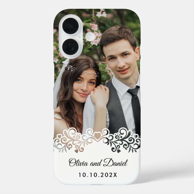 Funda iPhone 16 Custom Photo and Personalized Wedding Gift (Reverso )