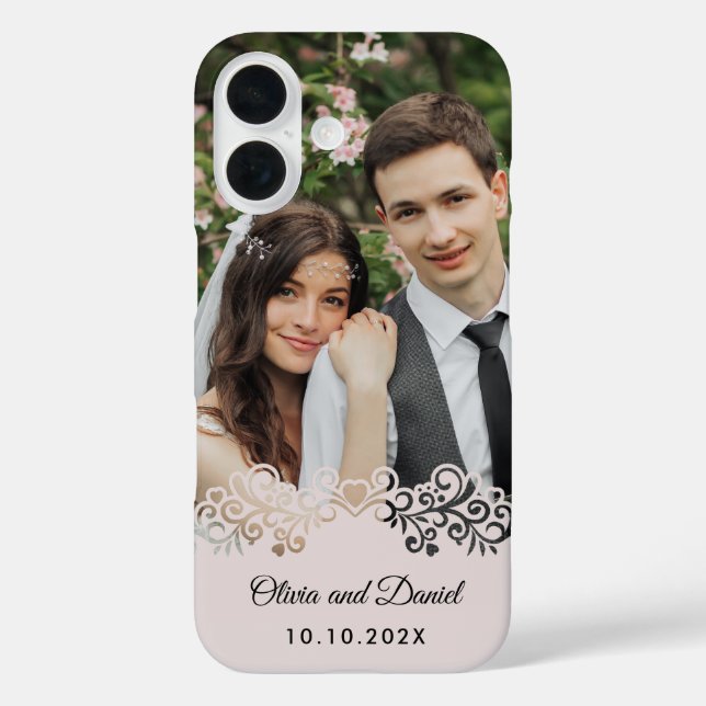 Funda iPhone 16 Custom Photo and Personalized Wedding Gift (Reverso )