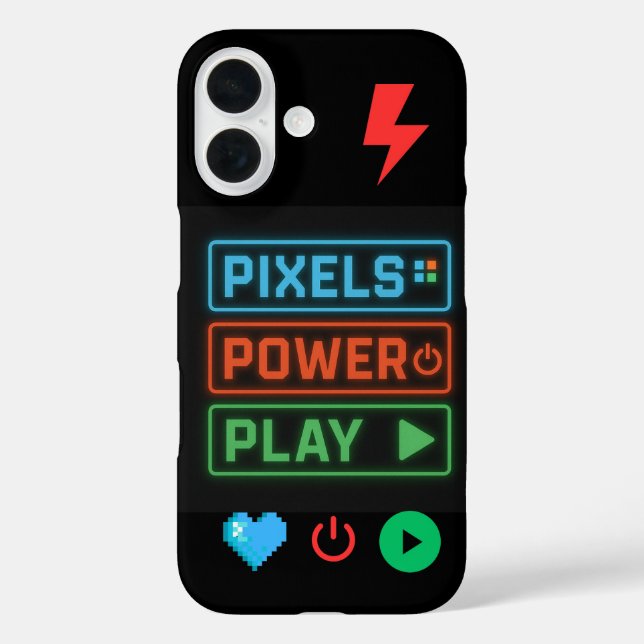 Funda iPhone 16 custom vinyl sticker, gamer decal, pixel art (Reverso )