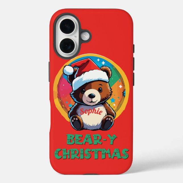 Funda iPhone 16 Cute Adorable Kawaii Chibi Oso Navidad (Reverso )
