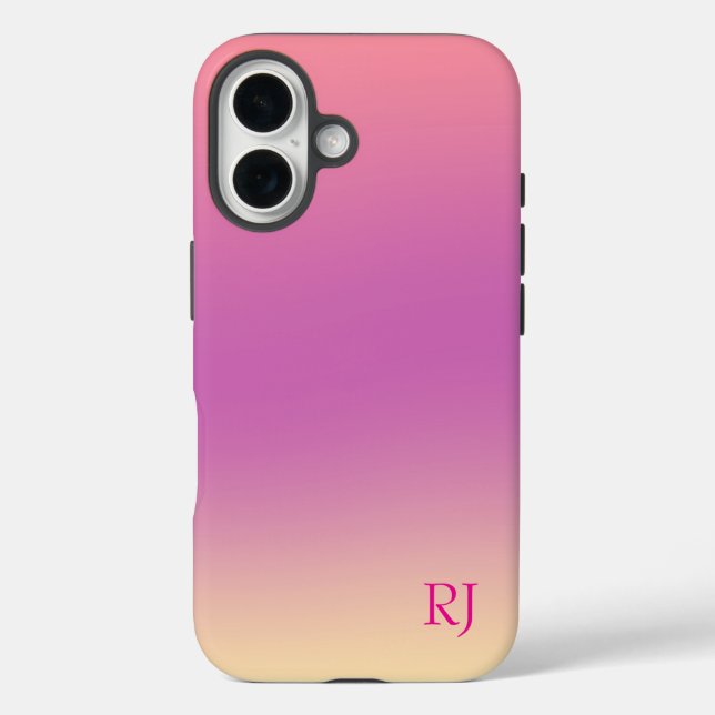 Funda iPhone 16 Cute Bright Pink Ombre Personalized  (Reverso )