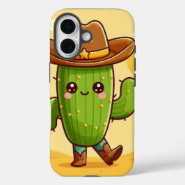 Funda iPhone 16 Cute Cactus con un Gorra de Cowboy