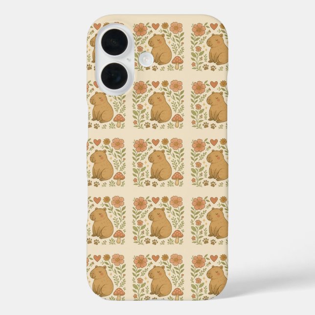 Funda iPhone 16 Cute Capybara Phone Case – Pastel Animal Aesthetic (Reverso )
