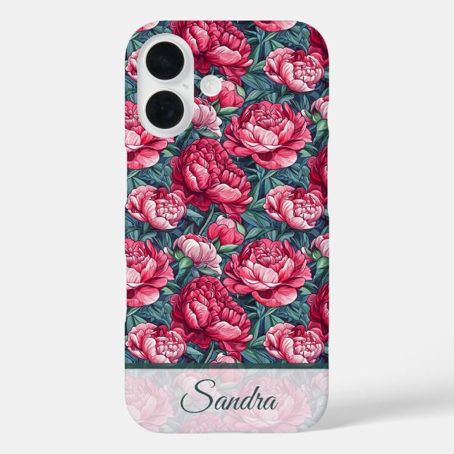 Funda iPhone 16 Cute Christmas Gift Peony Floral Custom (Reverso )