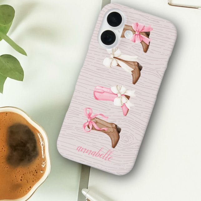 Funda iPhone 16 Cute Coquette Cowgirl Boots personalizado (Cute Coquette Cowgirl Boots Personalized iPhone Case)