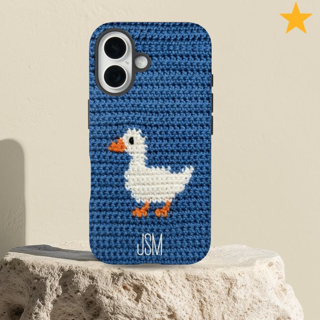 Funda iPhone 16 Cute Crochet Squirrel Custom Initials Monogram   (Subido por el creador)