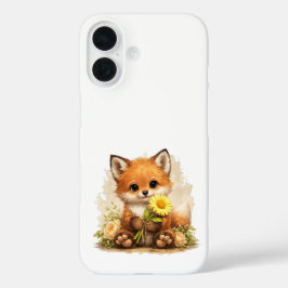 Funda iPhone 16 Cute Fox Flower Phone Case – Kawaii Animal
