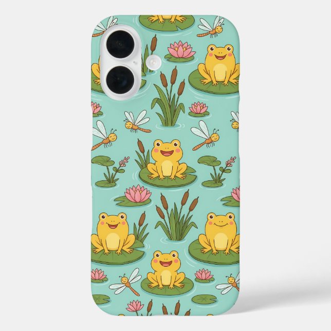 Funda iPhone 16 Cute Frog Pond Pattern (Reverso )