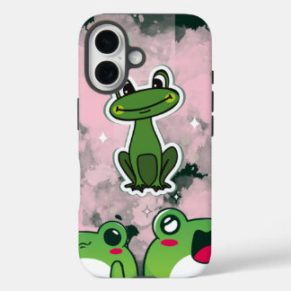 Funda iPhone 16 Cute Frogs – Kawaii Green Frog Phone Case