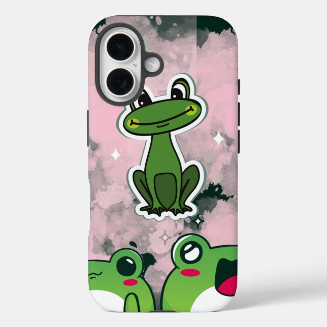 Funda iPhone 16 Cute Frogs – Kawaii Green Frog Phone Case (Reverso )