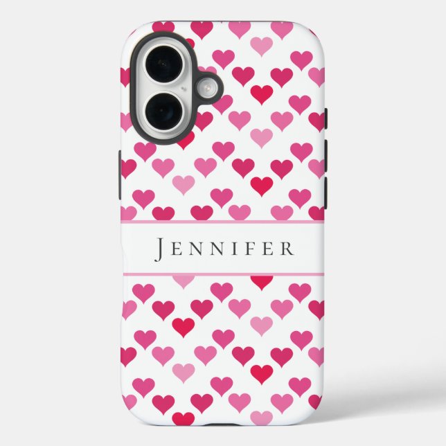 Funda iPhone 16 Cute Hearts Personalized Name (Reverso )
