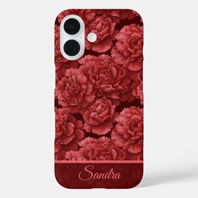 Funda iPhone 16 Cute Holiday Gift Carnation Custom (Reverso )