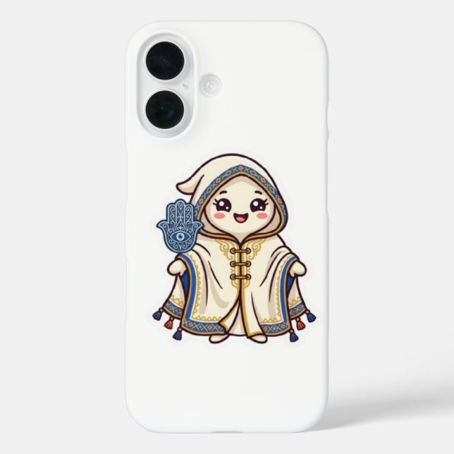 Funda iPhone 16 Cute Kawaii Capa Marroquí Barnous y Mano de Khamsa (Reverso )