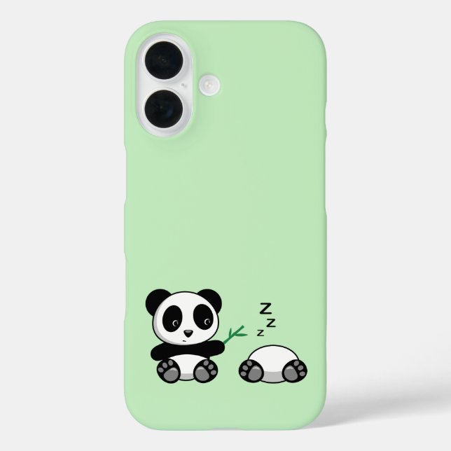 Funda iPhone 16 Cute Little Pandas on Green (Reverso )