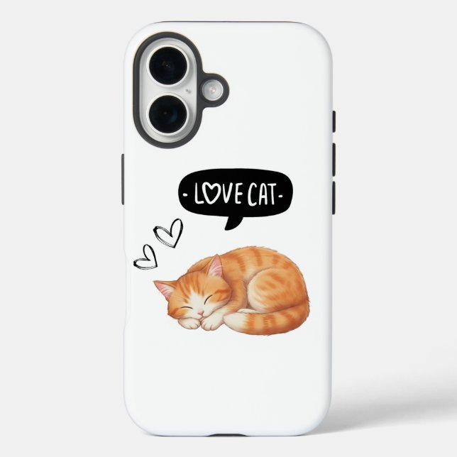 Funda iPhone 16 Cute Love Cat Sleeping Kitten Phone Case (Reverso )