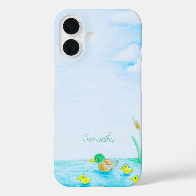 Funda iPhone 16 Cute Mallard Duck Personalizado (Reverso )