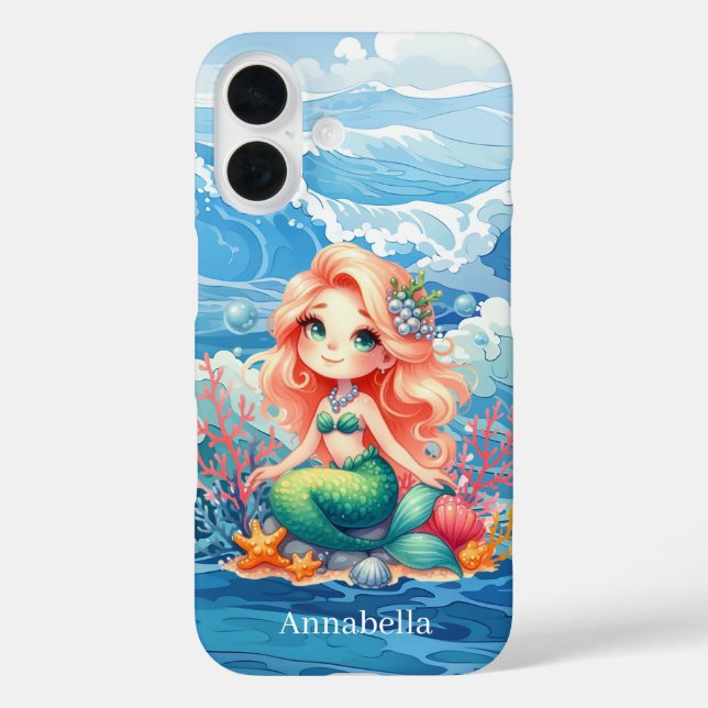 Funda iPhone 16 Cute Mermaid add name  (Reverso )