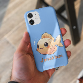 Funda iPhone 16 Cute Orange Fish Drawing in Cartoon Style
