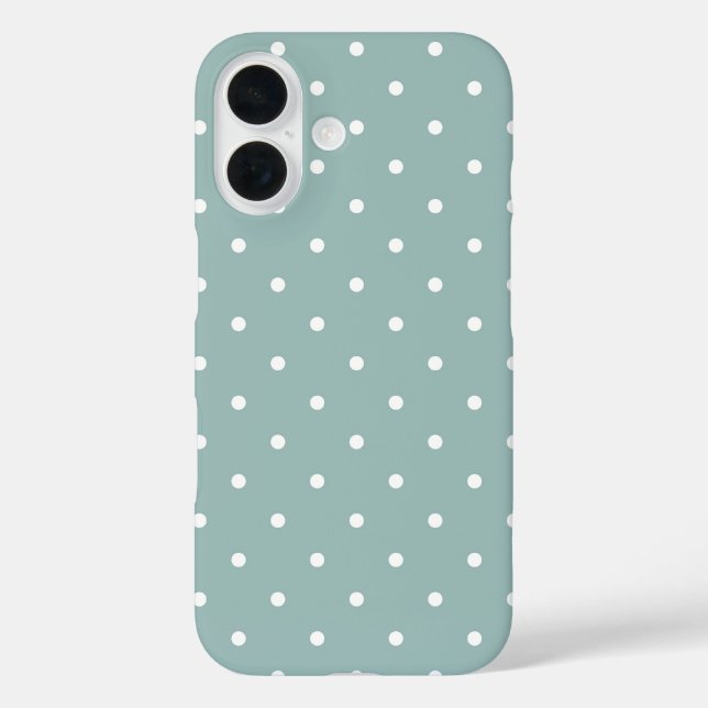 Funda iPhone 16 Cute Pastel Mint Green With White Polka Dot Spots  (Reverso )