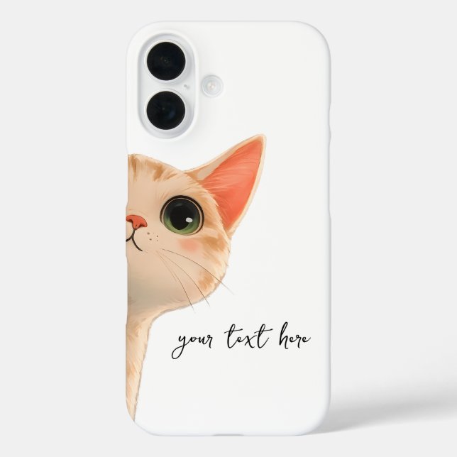 Funda iPhone 16 Cute Peeking Orange Tabby Cat Custom Text    (Reverso )