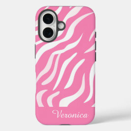 Funda iPhone 16 Cute Personalized Pink Zebra Print iPhone 