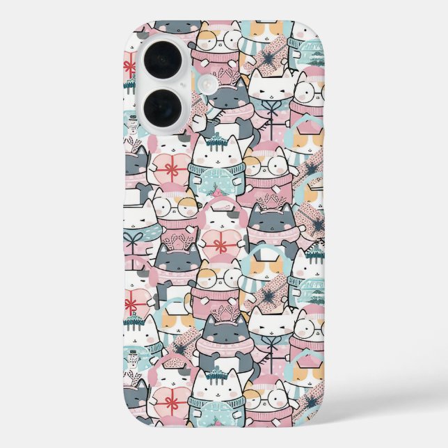 Funda iPhone 16 Cute Pink and Purple Anime Jumble (Reverso )