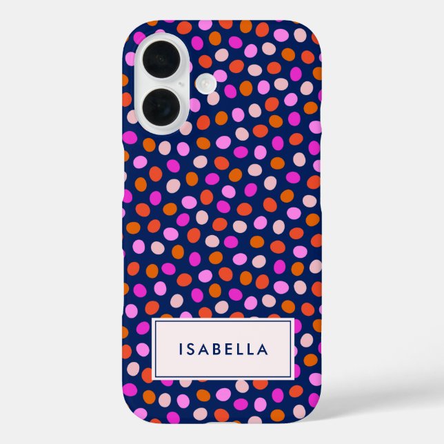Funda iPhone 16 Cute puntos de puntos de puntos azul brillante púr (Reverso )
