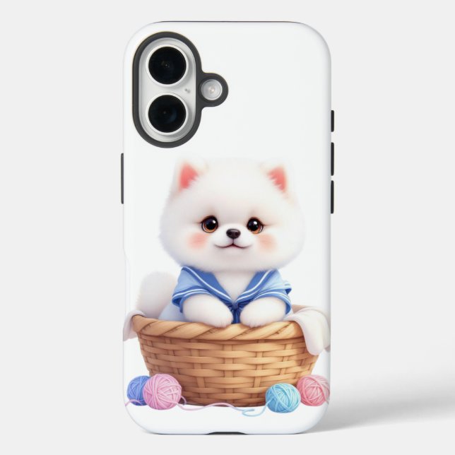 Funda iPhone 16 Cute Puppy in Basket iPhone / iPad case (Reverso )